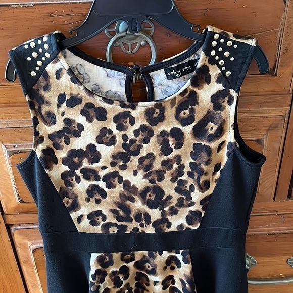 Ruby Rox Girls leopard and black dress, size 10. - Picture 2 of 7